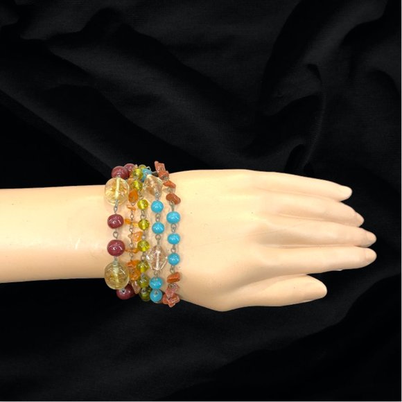 BRACELET -- Five Strand Chain and Bead Bracelet in Southwestern Tones - Picture 2 of 4